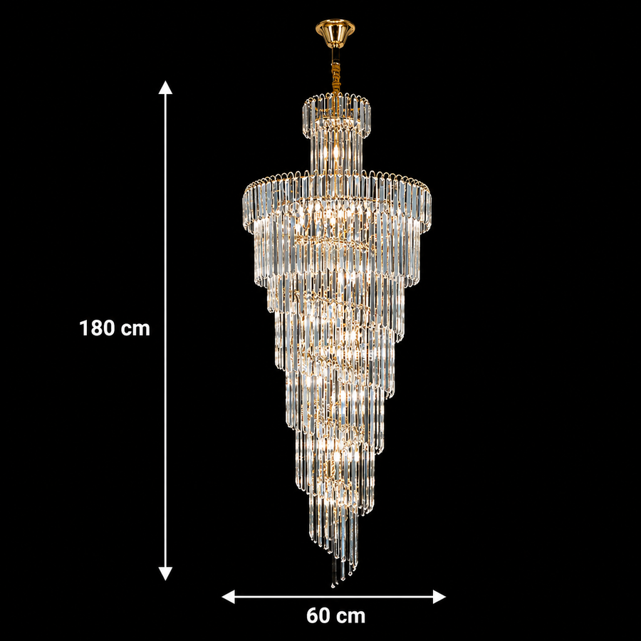Candelabru Cristal BELLARIVA 27xE14, D60 cm, Auriu, Metal si Cristal Candelabre Cristal Default Title Alessandro Design