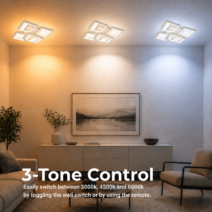 LED chandelier with remote control ZOE 70W, 5 Squares, Cold/Warm/Neutral light, Dimmable, White LED chandelier with remote control Default Title Alessandro Design
