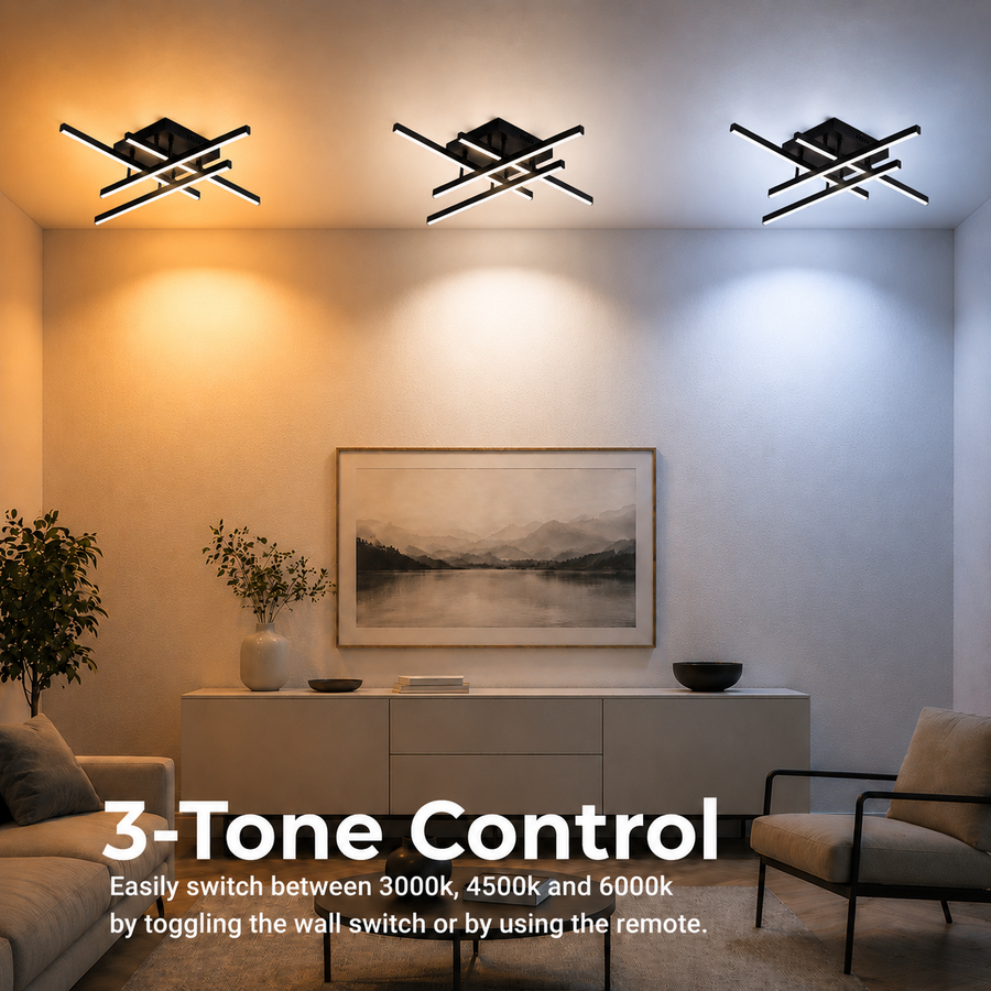 LED Chandelier with Remote Control LINEX, 52W, 4 Elements, Linear, Cold/Warm/Neutral light, Dimmable, Black LED Chandeliers with Remote Control Default Title Alessandro Design