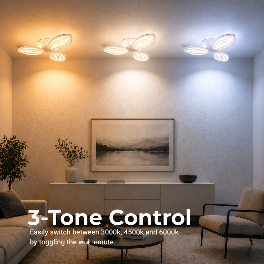 LED chandelier with remote control ORCHID 40W, 3 Petals, Cold/Warm/Neutral light, Dimmable, White LED chandelier with remote control Default Title Alessandro Design