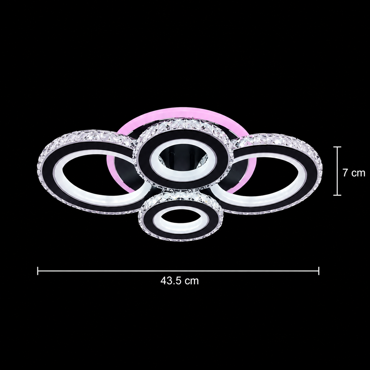 LED Chandelier with remote control and crystal NOVA ROTONDA RGB 82W, 4 Circles, Cold/Warm/Neutral light, Dimmable, Black LED Chandeliers with Remote Control Default Title Alessandro Design