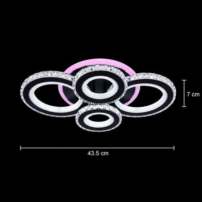 LED Chandelier with remote control and crystal NOVA ROTONDA RGB 82W, 4 Circles, Cold/Warm/Neutral light, Dimmable, Black LED Chandeliers with Remote Control Default Title Alessandro Design