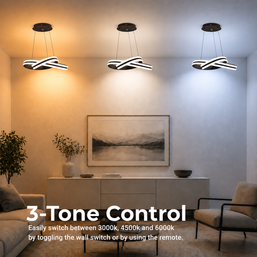 Suspended LED chandelier with remote control INFINITY LOOP 61W, Cold/Warm/Neutral light, Dimmable, Black, Height Adjustable LED Chandeliers with Remote Control Default Title Alessandro Design