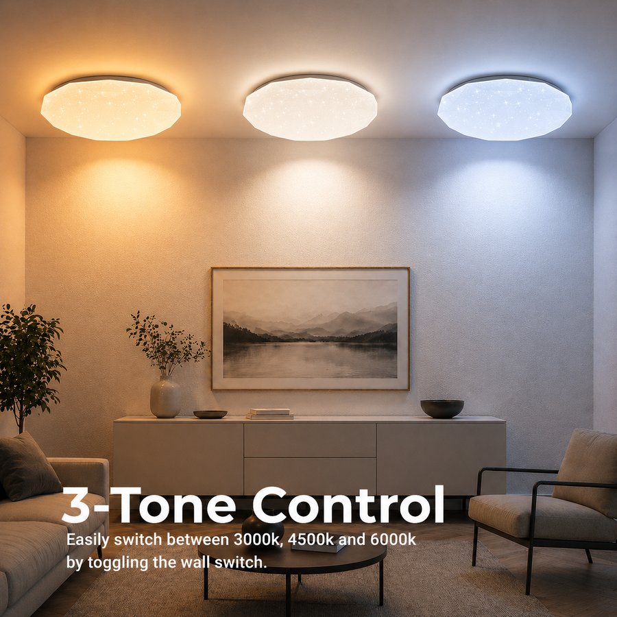 Plafonieră LED Hexagon 35 cm, 32W, 3000K / 4000K / 6000K, Alb, Metal si Acril Plafoniere LED Default Title Alessandro Design