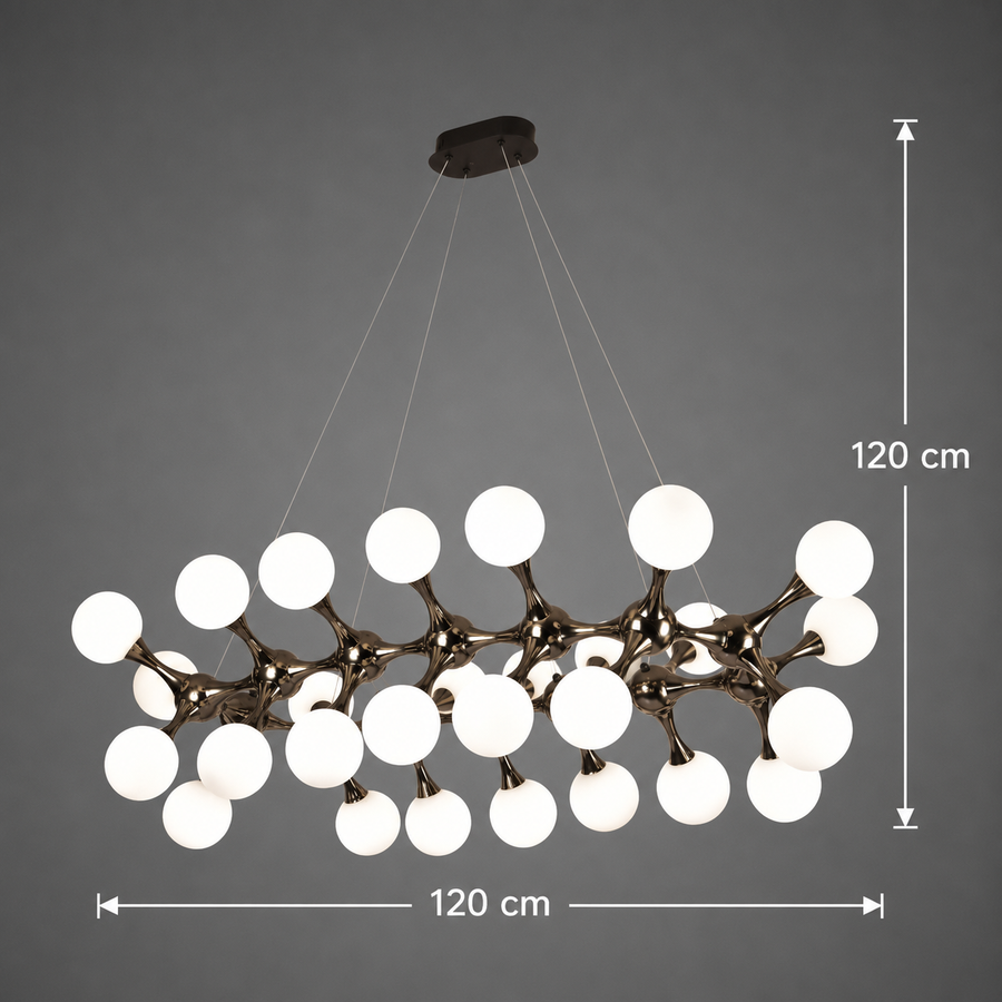 Lustra Suspendata ELEKTRA Grande, Ø120cm, 20xG9, Auriu, Metal si Sticla