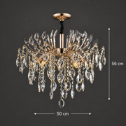 Crystal Chandelier PALERMO Eleganza 5xE14, Diameter 50cm, Gold