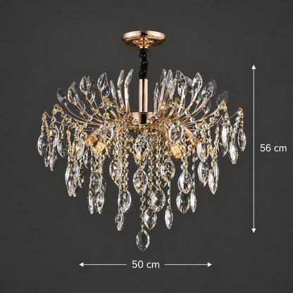 Crystal Chandelier PALERMO Eleganza 5xE14, Diameter 50cm, Gold