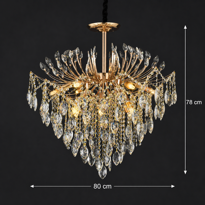 Crystal Chandelier CC9313/12FGD, 12x E14, Diameter 50cm, Gold