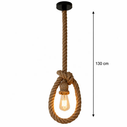 Vintage Chandelier LV103/130, 1xE27, Rustic, String and Metal, 130cm, Black Support