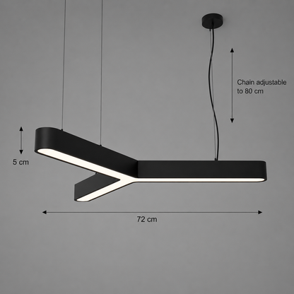 Lustra LED suspendata ANGLE, Ø72cm, 25W, Inaltime Reglabila, Lumina Rece 6000K, Negru, Metal si Acril