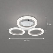 LARGE 27W LED chandelier, 3 Circles, Neutral light, White