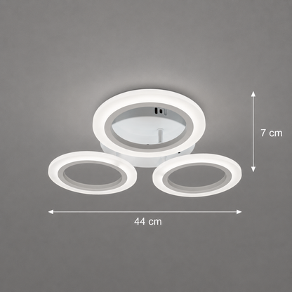 LARGE 27W LED chandelier, 3 Circles, Neutral light, White