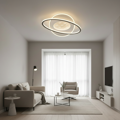 LED chandelier with remote control VOLTA 125W, Oval, Cold/Warm/Neutral light, Dimmable, Black