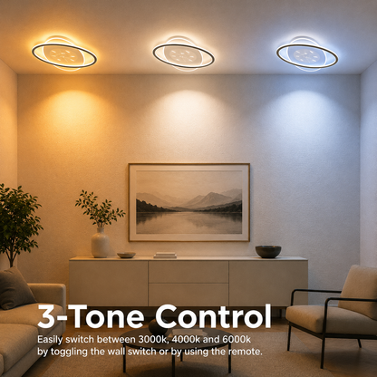LED chandelier with remote control VOLTA 125W, Oval, Cold/Warm/Neutral light, Dimmable, Black