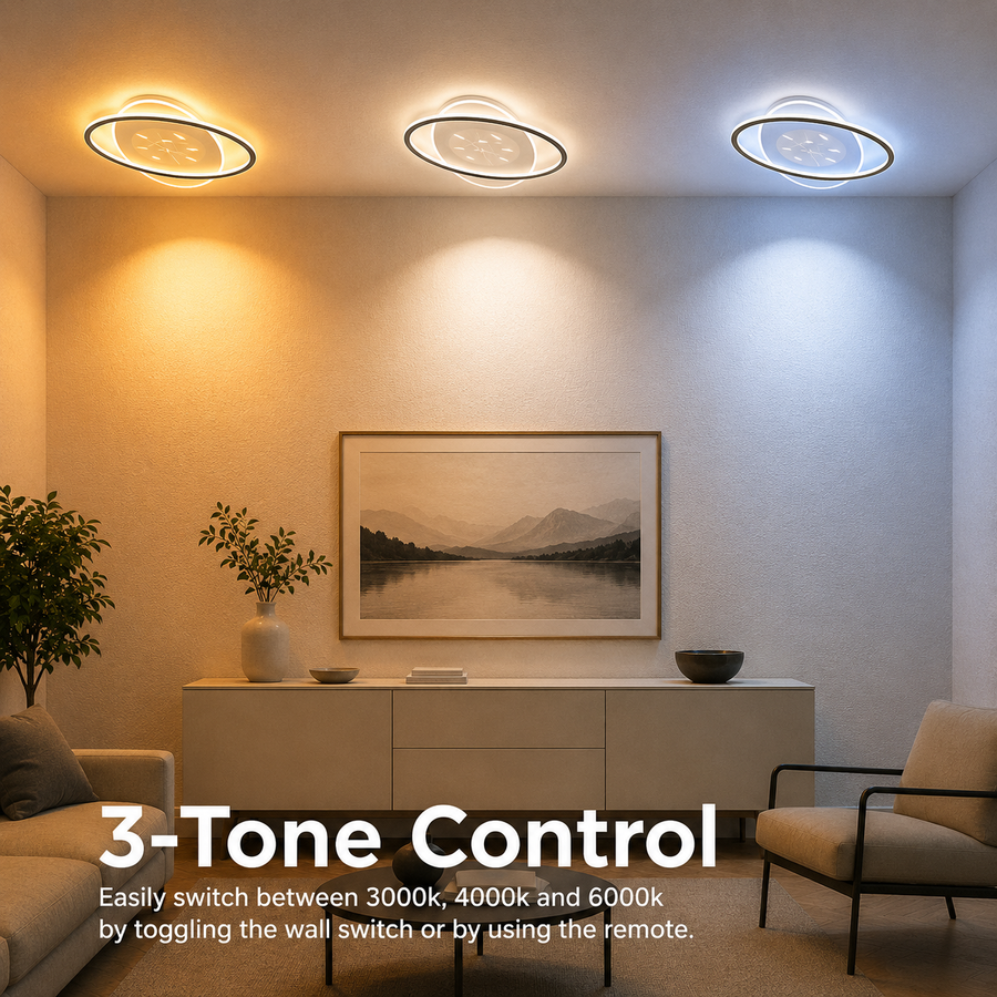 LED chandelier with remote control VOLTA 125W, Oval, Cold/Warm/Neutral light, Dimmable, Black