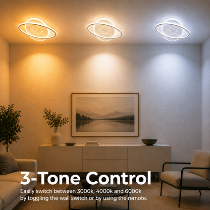 LED chandelier with remote control VOLTA 125W, Oval, Cold/Warm/Neutral light, Dimmable, White