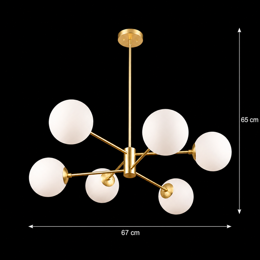LOFT Suspended Chandelier, 6x E27, Gold