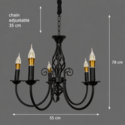 Perla Chandelier, 5xE14, 49x37cm, Black, Adjustable Height