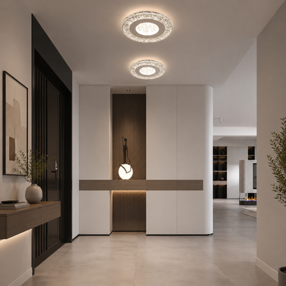 Lustra LED SHARIN, 18W, Diametru 19cm, Lumina Calda/Neutra/Rece, Alb, Metal si Acril