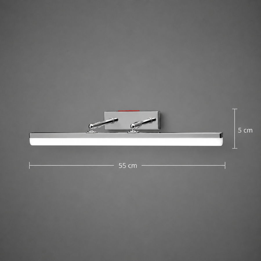BALATON LED wall light, 10W, linear, Warm/Neutral/Cold light, Shiny Chrome
