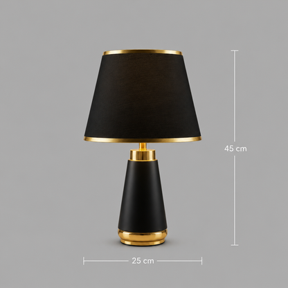 Veioza VZ210BK, 1x E27, Metal and Textile, Black and Gold