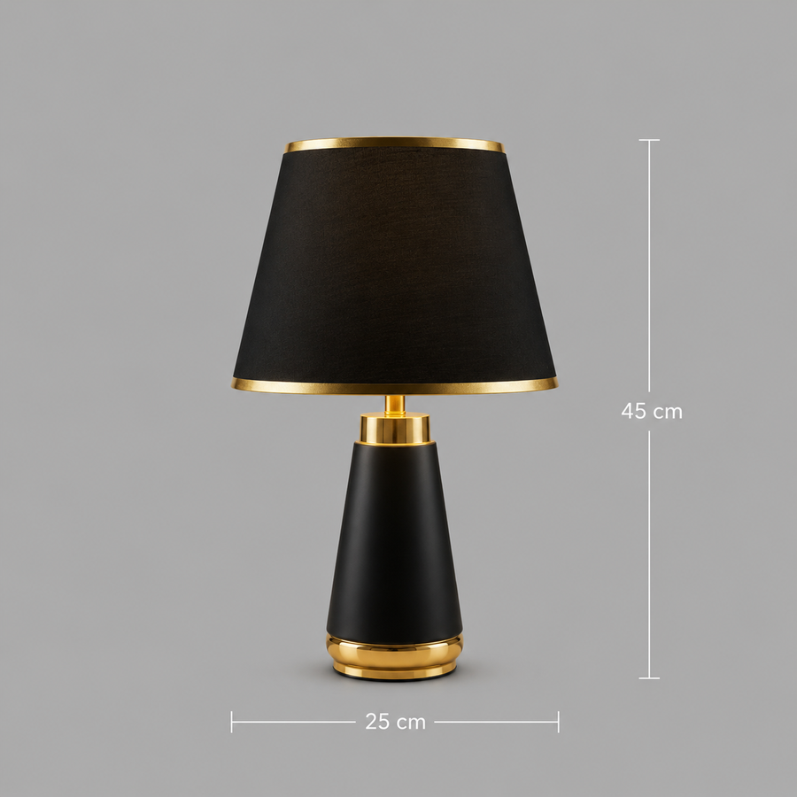 Veioza VZ210BK, 1x E27, Metal and Textile, Black and Gold