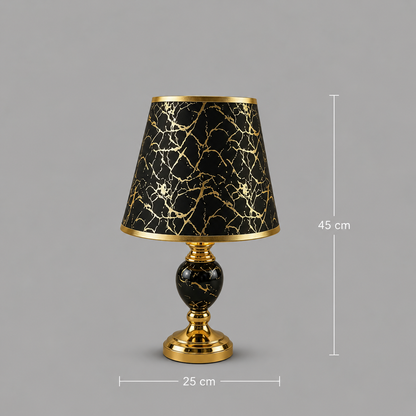 Veioza VZ211BK, 1x E27, Metal and Textile, Black and Gold