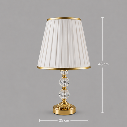 Veioza VZ213WH, 1x E27, Metal and Textile, White and Gold