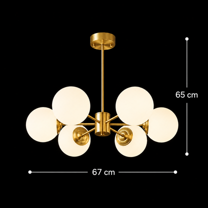 Chandelier LC801/6GD, 6x E27, White Gold, Metal