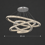 LED Chandelier with PRISM Luminis Remote Control, Crystal and Metal, 210W, 4 Circles, Dimmable, Cold/Warm/Neutral Light, Luxurious Lighting
