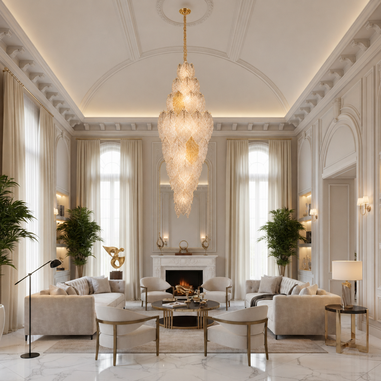Candelabru Cristal LACE Supremo 26xE14, Diametru 60cm, Inaltime 180cm, Auriu Lucios, Inaltime Reglabila, Design Elegant Candelabre Cristal Default Title Alessandro Design