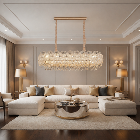 Candelabru Cristal CROWN Supremo 11xE14, Dimensiune 80x30 cm, Inaltime 33 cm, Auriu Lucios, Inaltime Reglabila, Design Elegant Candelabre Cristal Default Title Alessandro Design