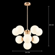 Lustra plastic rotomulat ORBS Magno, 54cm, 9xE27, Globuri, Auriu