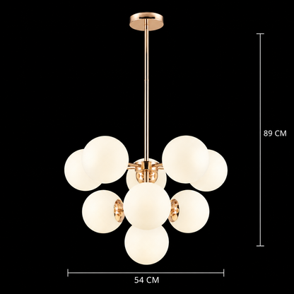 Lustra plastic rotomulat ORBS Magno, 54cm, 9xE27, Globuri, Auriu