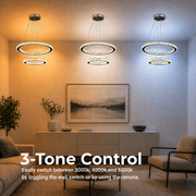 LED Chandelier with remote control and crystal PRISM LUMINIS 58W, 2 Circles, Cold/Warm/Neutral light, Dimmable, Chrome and White, Adjustable Height LED Chandeliers with Remote Control Default Title Alessandro Design