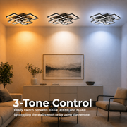 LED Chandelier with remote control ELLA 186W, 8 Squares, Cold/Warm/Neutral light, Dimmable, Black LED Chandeliers with Remote Control Default Title Alessandro Design