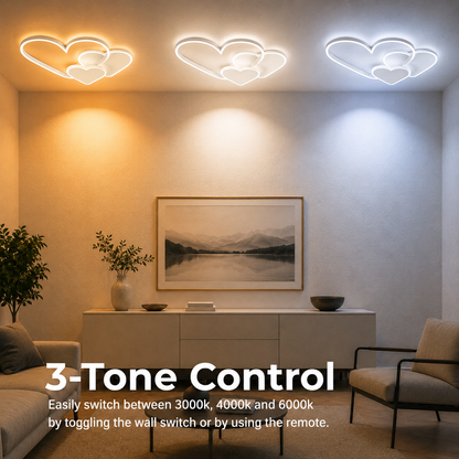 LED chandelier with remote control AMI 48W, 3 Hearts, Cold/Warm/Neutral light, Dimmable, White LED chandelier with remote control Default Title Alessandro Design