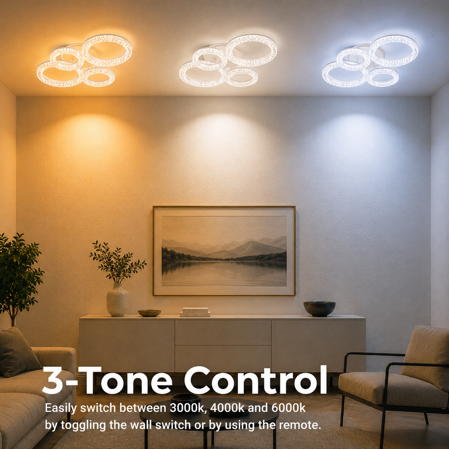 Linnea LED Chandelier with Remote Control, 74W, 3000K/4000K/6000K, Dimmable, White, Crystals LED Chandeliers with Remote Control Default Title Alessandro Design