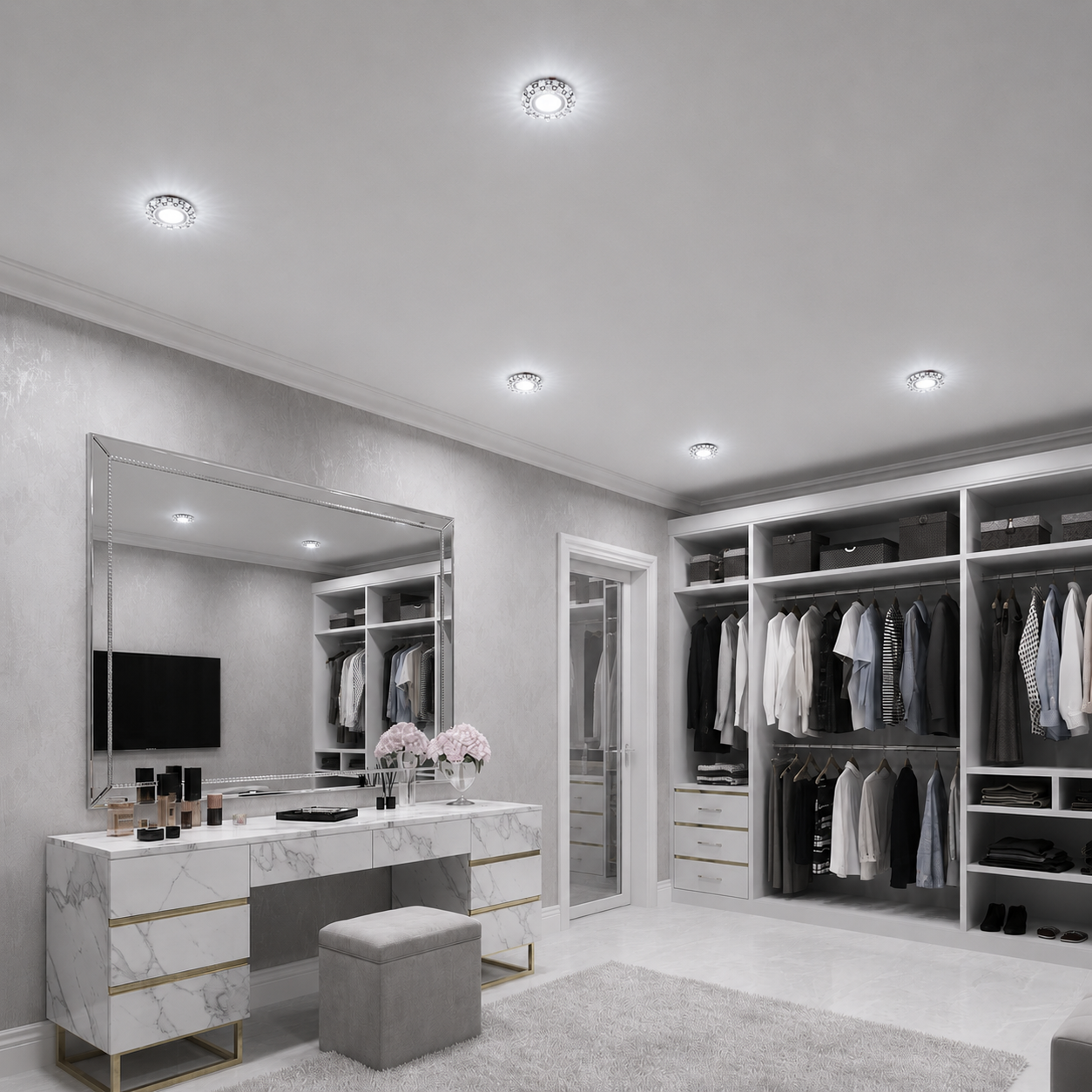 Spot LED ORBITA, 5W, Rotund, Lumina Rece + RGB, Alb, Rasina si Sticla Spot LED Default Title Alessandro Design