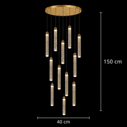 Suspended Crystal LED Chandelier, Justinian, Diameter 60cm, Adjustable Height, Gold, Metal and Crystal