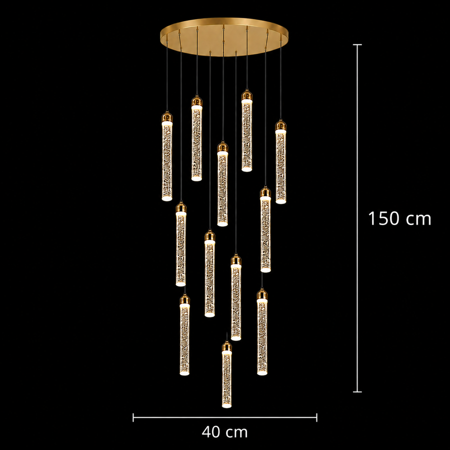 Suspended Crystal LED Chandelier, Justinian, Diameter 60cm, Adjustable Height, Gold, Metal and Crystal