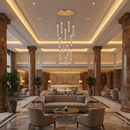 Suspended Crystal LED Chandelier, Justinian, Diameter 60cm, Adjustable Height, Gold, Metal and Crystal