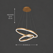 Suspended LED chandelier with remote control CHRISTINE, 41W, 2 Circles, Cold/Warm/Neutral light, Dimmable, Shiny Gold, Height Adjustable LED Chandeliers with Remote Control Default Title Alessandro Design
