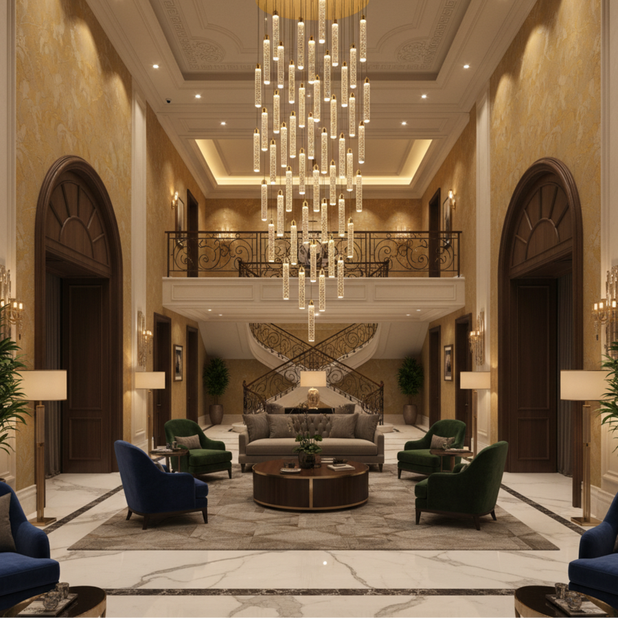 Suspended Crystal LED Chandelier, Justinian, Diameter 60cm, Adjustable Height, Gold, Metal and Crystal