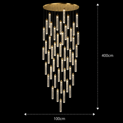 Suspended Crystal LED Chandelier, Justinian, Diameter 60cm, Adjustable Height, Gold, Metal and Crystal