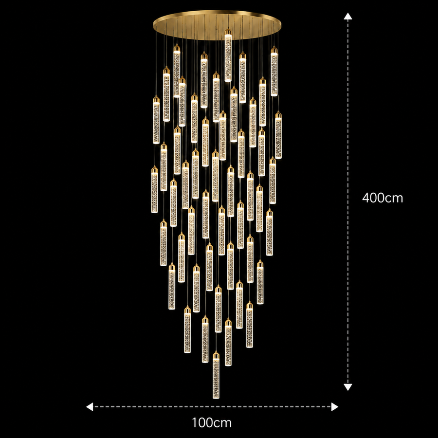 Suspended Crystal LED Chandelier, Justinian, Diameter 60cm, Adjustable Height, Gold, Metal and Crystal