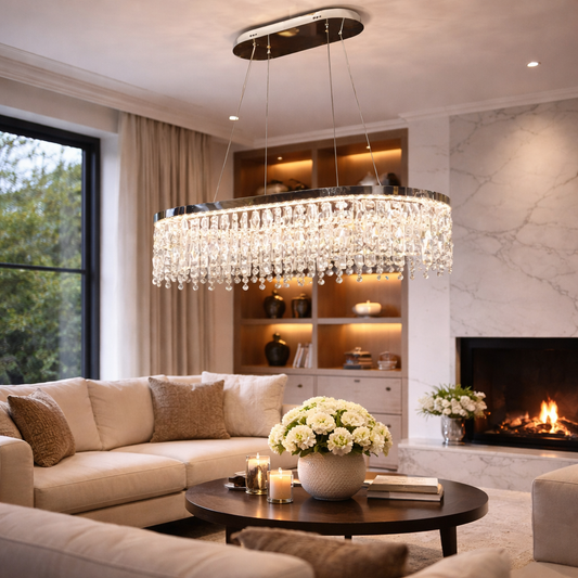 Candelabru LED cu Telecomanda, 114W, ROYALE Imperio , 70x33x120, Lumina Rece/Neutra/Calda, Dimabila, Argintiu, Cristal, Otel Lustre LED cu Telecomanda Default Title Alessandro Design