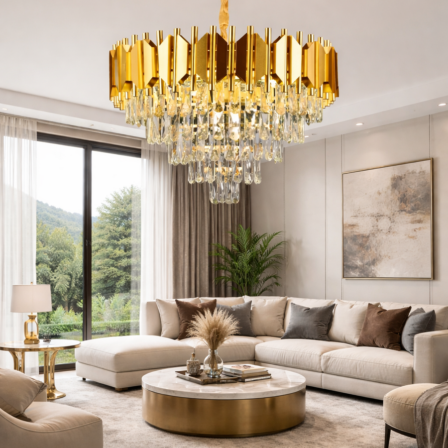 Braylen Crystal Candelabra 8x E14 Diameter 60cm Gold Crystal Candelabra Default Title Alessandro Design