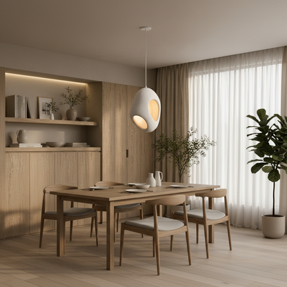 Lustra Moderna FOAMER Magno, 57 cm, Suspendata, 1 X E27, Alb, Metal si Spuma, Inaltime Reglabila