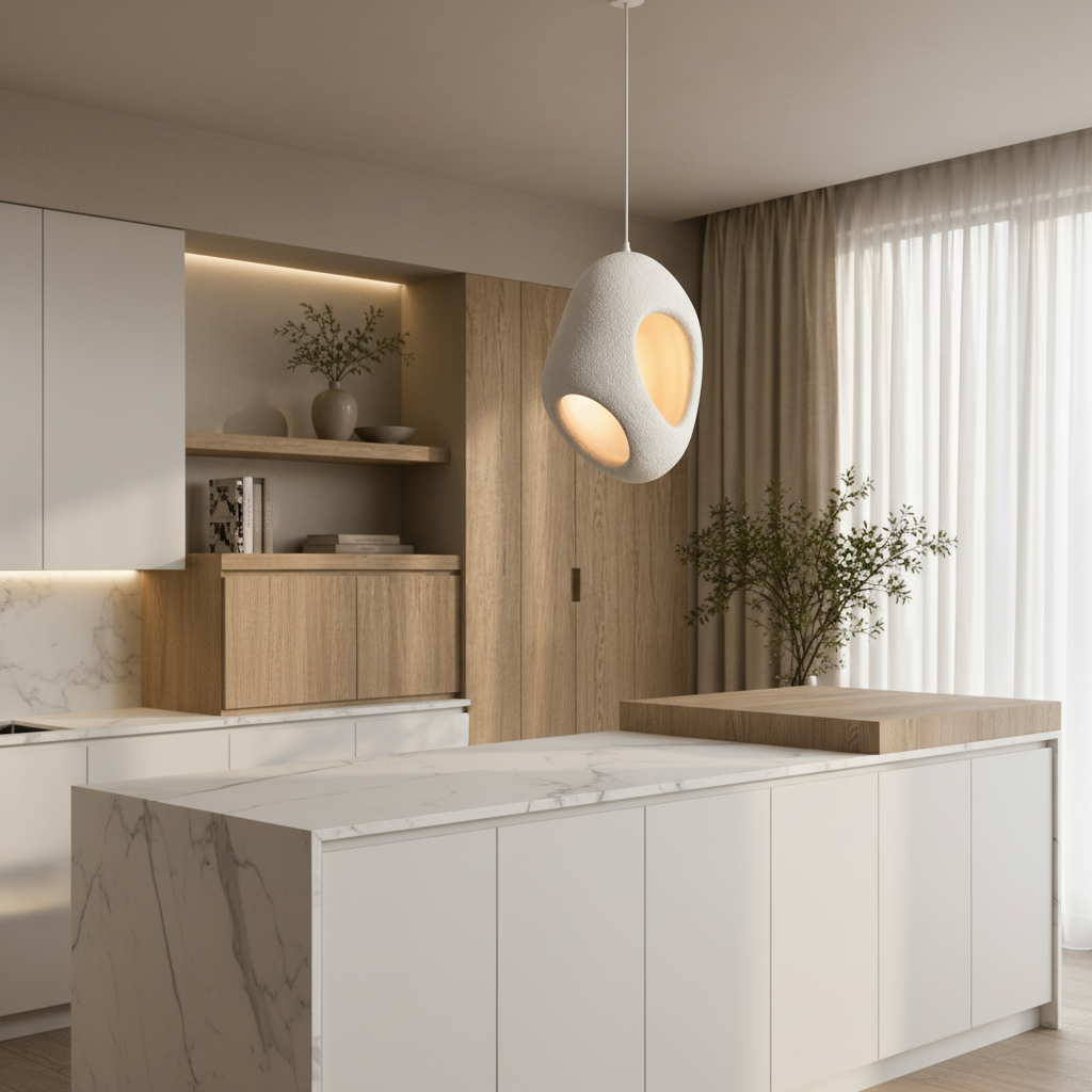 Lustra Moderna FOAMER Nobile, 37 cm, Suspendata, 1 X E27, Alb, Metal si Spuma, Inaltime Reglabila Lustre Moderne Default Title Alessandro Design